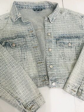 DKNY Light Blue Denim Jacket with Subtle Monogram